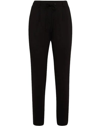 Tom Tailor Elegante Business Stoffhose Loose Fit Ankle Pants mit Tunnelzug 4650 in Schwarz