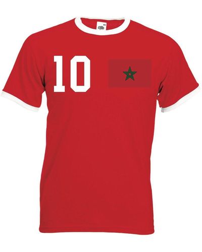 Youth Designz Marokko T-Shirt im Fußball Trikot Look mit trendigem Motiv - Rot
