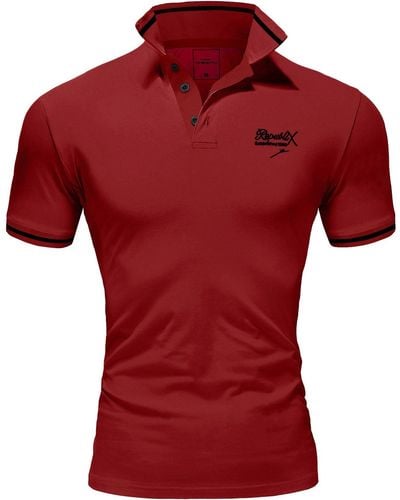 REPUBLIX Poloshirt GABRIEL Basic Kurzarm Kontrast Polo Hemd - Rot