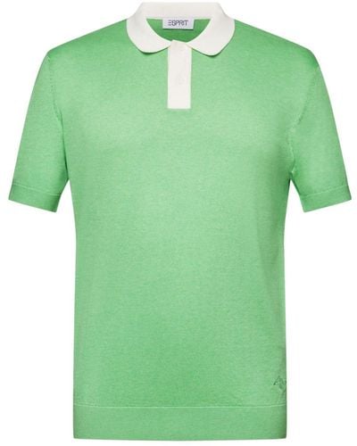 Esprit Kurzarmpullover Kurzärmliges Poloshirt aus Strick - Grün