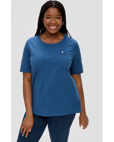 TRIANGL Kurzarmshirt T-Shirt mit gummiertem Print - Blau