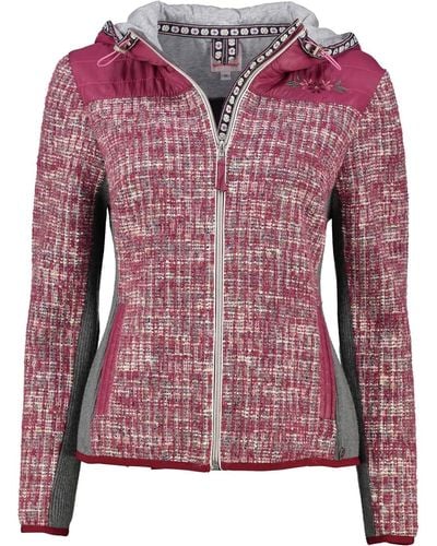 Spieth & Wensky & Janker Strickjacke Brühl bordeaux in trendiger Weboptik - Pink