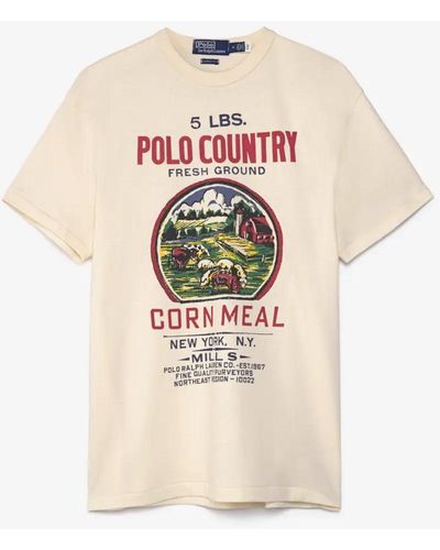 Ralph Lauren POLO VINTAGE LOGO TEE T- Shirt Classic Fit Cotton To - Natur
