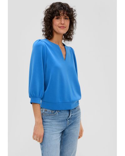 S.oliver 3/4-Arm-Shirt Sweatshirt aus Scuba - Blau