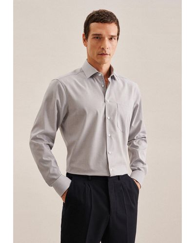 Seidensticker Businesshemd Regular Extra langer Arm Kentkragen Uni - Grau