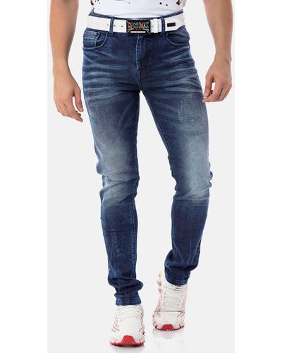 Cipo & Baxx Straight-Jeans in modernem Look - Blau