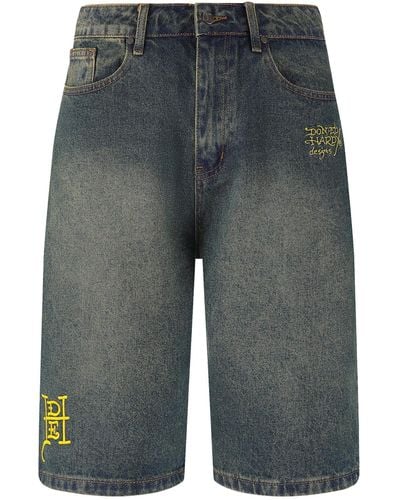 Ed Hardy Shorts Short Jeans Black Snake Denim, G S - Grau