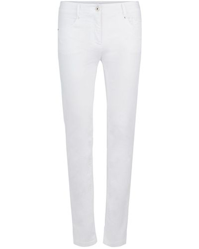 Robell Jeans Elena, Stretchjeans mit Stickerei 5-Pocket-Style - Weiß
