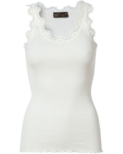 Rosemunde Shirttop Seidentop BABETTE mit Spitzenbesatz - Weiß