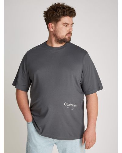 Calvin Klein BT_OFF PLACEMENT LOGO T-SHIRT in groß Größen mit Markenlabel - Grau