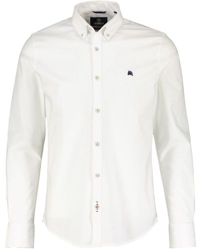 Lerros Langarmhemd Oxfordhemd, unifarben - Weiß