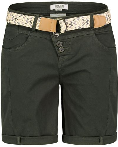 Sublevel Shorts Bermudas kurze Hose Baumwolle Jeans Sommer Chino Stoff - Grün