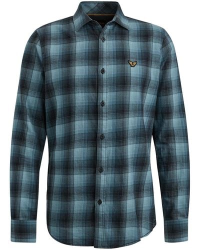 PME LEGEND T- Long Sleeve Shirt Ctn Twill Check - Blau