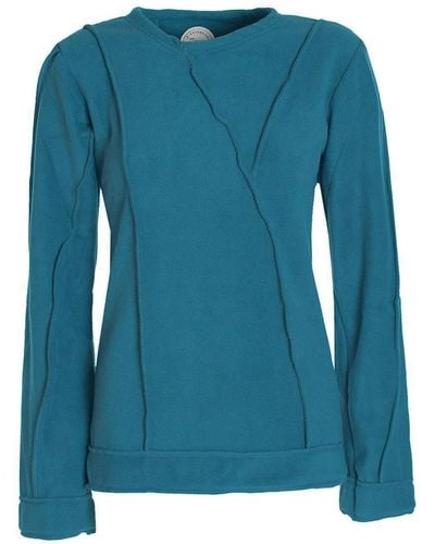Vishes Warmer Winterpullover Fleecepullover Eco-Fleece Patchwork Style - Blau