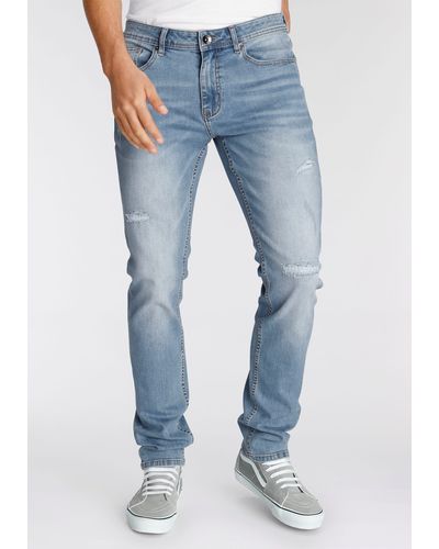 AJC Straight-Jeans mit Abriebeffekten an den Beinen - Blau