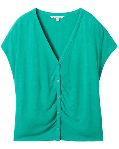 Tom Tailor Blusenshirt v-neck blouse with buttons, bright green - Grün