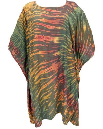 Guru-Shop Longbluse Batik Kaftan, Ibiza-Style Tunika, Boho Bluse,.. alternative Bekleidung - Mehrfarbig