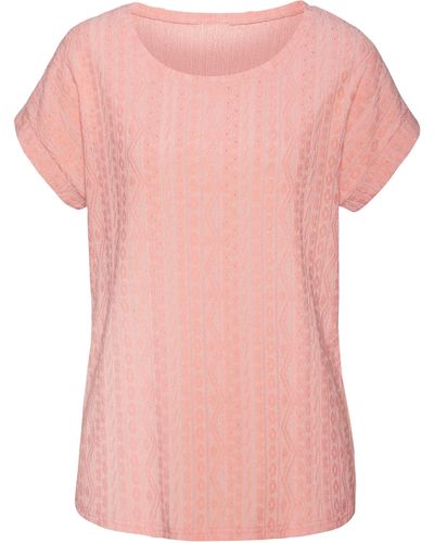 vivance active T-Shirt (1-tlg) mit modischem Jacquard-Muster - Pink