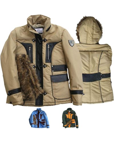 German Wear Lederjacke Trend 425H jacke Winterjacke aufgenähten Lederstreifen webpelz - Natur