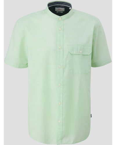S.oliver Kurzarmhemd mit horizontalen Streifen - Grün