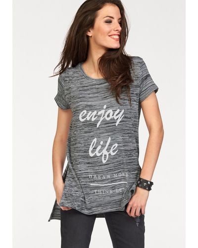 Aniston CASUAL Longshirt mit Rundhals-Ausschnitt - Grau