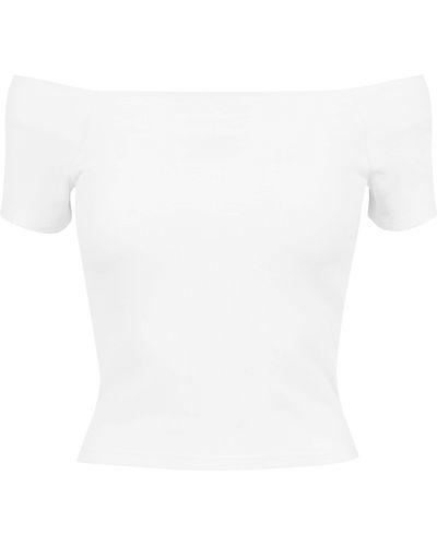 Urban Classics T-Shirt Ladies Off Shoulder Rib Tee - Weiß