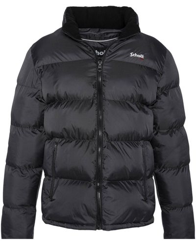 Schott Nyc Steppjacke Jacke Puffer jacket IDAHO mit versteckter Kapuze (1-St) - Schwarz