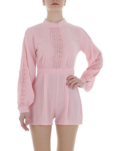 Ital-Design Party & Clubwear Hotpants (86365245) Glänzend Kurzer Jumpsuit in Rosa - Pink