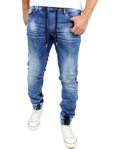 Reslad Used Look Jeans- -Hose RS-2073 Stretch Jogging-Denim Slim Fit - Weiß