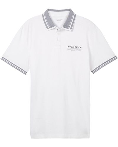 Tom Tailor Poloshirt Kurzarmshirt mit Polokragen (1-tlg) - Weiß