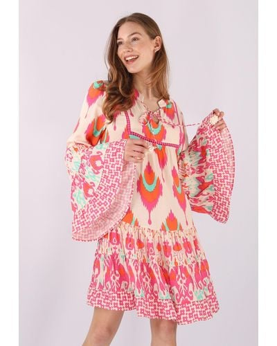 YC Fashion & Style Tunikakleid "-Chic Tunika-Kleid in Ikat-Optik" Alloverdruck, Boho, Hippie - Rot