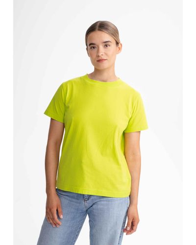 Mela Kurzarmshirt T-Shirt KHIRA Fein gerippter Kragen - Gelb