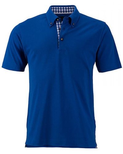 James & Nicholson Poloshirt Traditional Polo / Feine Piqué-Qualität - Blau