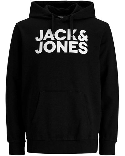 Jack & Jones Kapuzensweatshirt JJ Ecorp Logo Sweat Hood mit Markenschriftzug - Schwarz