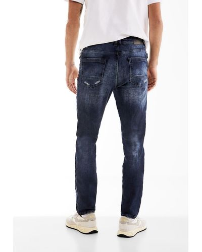 Street One Men Slim-fit-Jeans in dunkelblauer Waschung