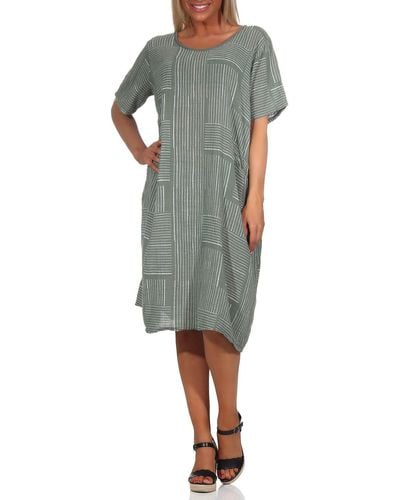 Mississhop Sommerkleid Baumwollkleid 100 % Baumwolle Casual Shirtkleid Strandkleid M.377 - Grün