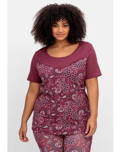Sheego T-Shirt Große Größen mit Paisleymuster - Lila