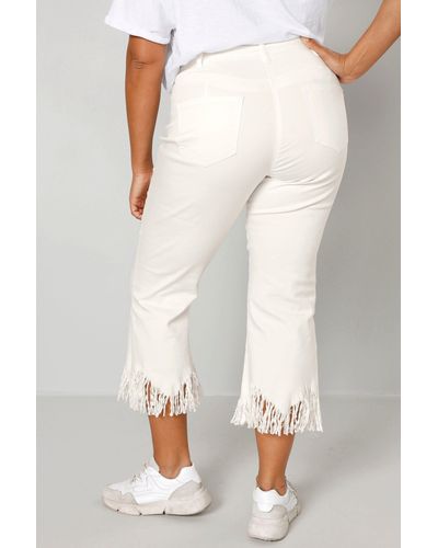 Angel of Style Regular-- 3/4-Jeans Komfort Fit Fransensaum 5-Pocket - Weiß