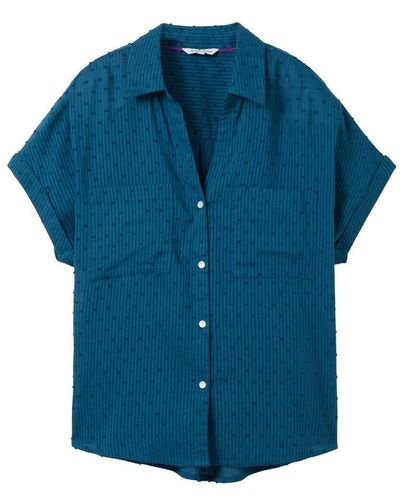 Tom Tailor Blusenshirt structured blouse, Moss Blue - Blau