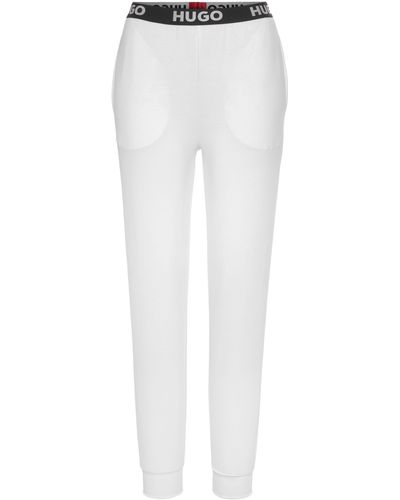 HUGO Homewearhose SPORTY LOGO_PANTS mit elastischem Logobund - Weiß