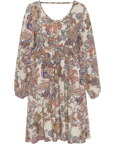vivance active Druckkleid mit Paisleydruck und Taschen, langärmliges Sommerkleid, Freizeitkleid - Mehrfarbig