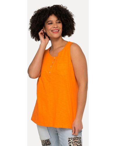 Angel of Style Longtop Top A-Line Rundhals gerundeter Saum - Orange