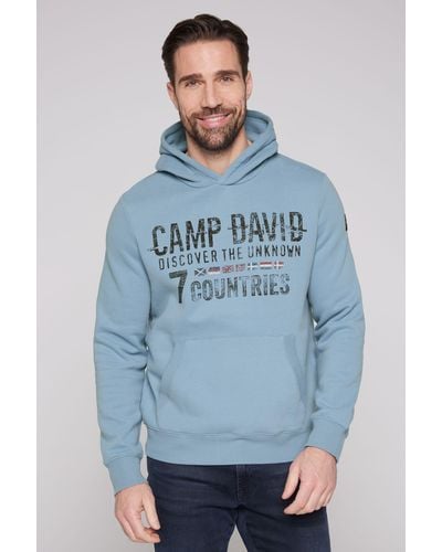 Camp David Kapuzensweatshirt mit Baumwolle - Blau