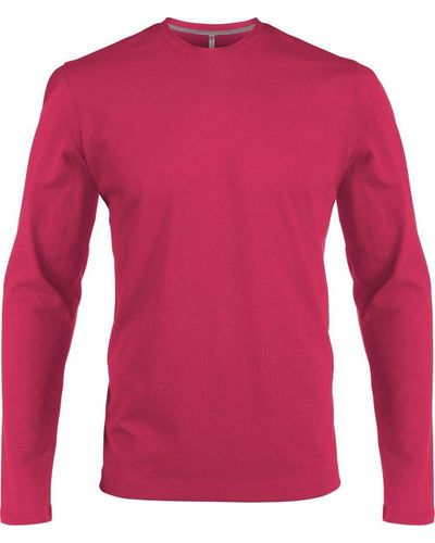 Kariban Rundhalsshirt K359 T-Shirt langarm enzymgewaschen - Rot