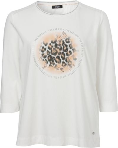 FRAPP 3/4-Arm- Modisches T-Shirt mit Glitzersteinen - Weiß