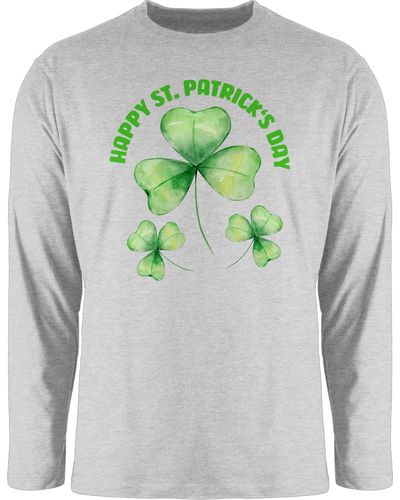 Shirtracer Rundhalsshirt Happy Kleeblatt Irland St. Patricks Day - Grau