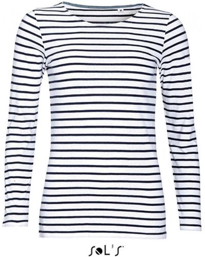 Sol's Langarmshirt Longsleeve Striped T-Shirt Marine gestreift - Blau