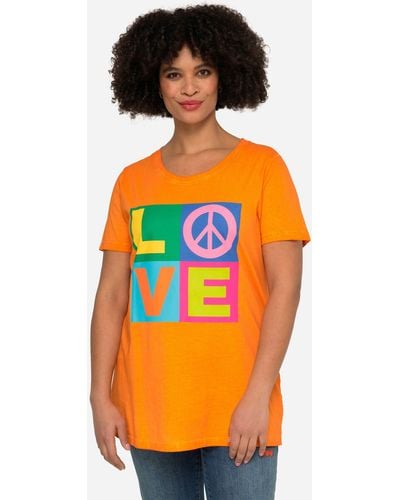 Angel of Style Rundhalsshirt T-Shirt LOVE Rundhals Halbarm - Orange