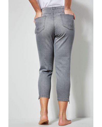 Dollywod Röhrenjeans 7/8-Jeans Slim Fit 5-Pocket Saumzipper - Grau