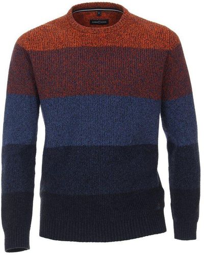 Venti V-Ausschnitt-Pullover orange regular fit (1-tlg) - Blau